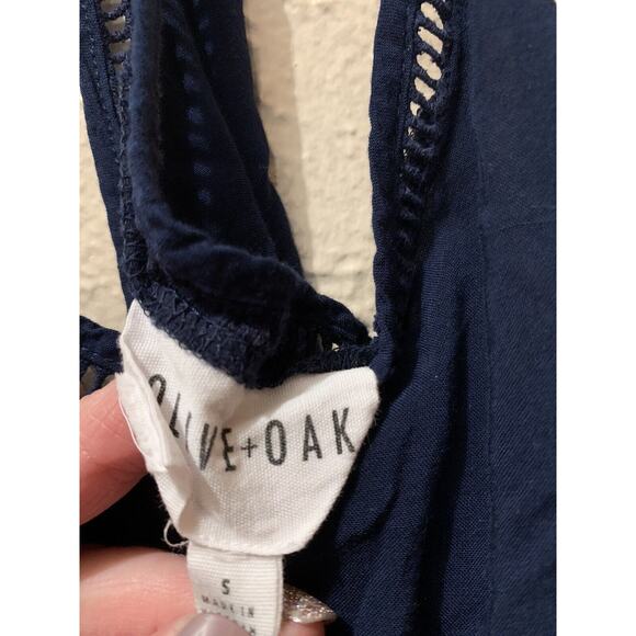 Olive‎ & Oak Navy Blue V Neck Sleeveless Maxi Dress Long Womens Size Small - Picture 4 of 6